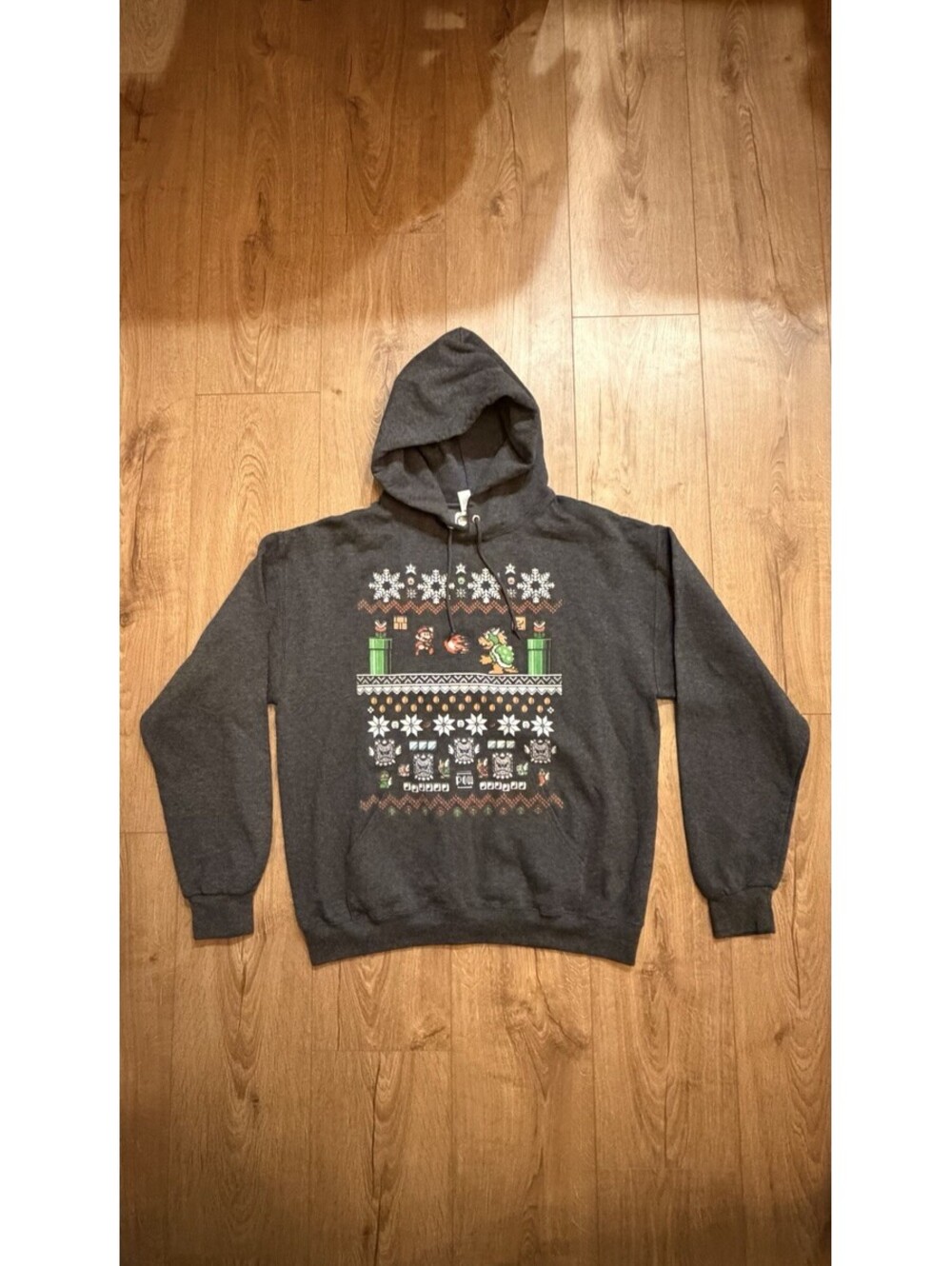 Nintendo Super Mario Bros Hoodie Mens L Bowser Sweater